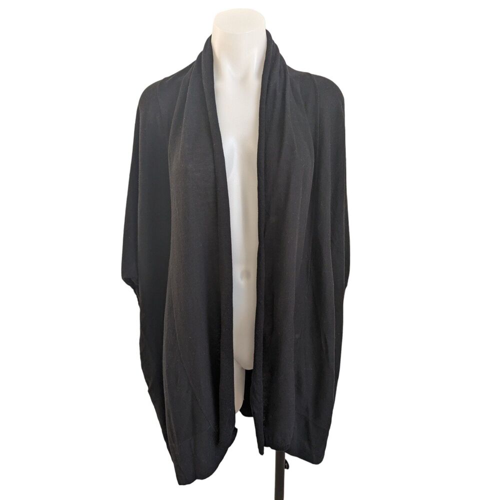 Lilly Pulitzer Size M/L Open Front Cardigan Black Cotton Blend Half Sleeves